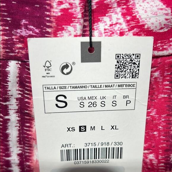 Zara Women's High Waist Pink and White Patchwork Shorts NWT size Small - Picture 4 of 5